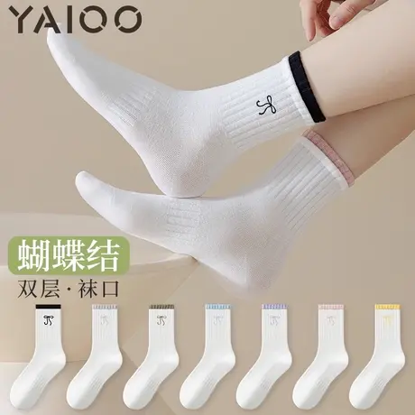 雅鹿袜子女夏季薄款中筒袜春纯色ins潮卷边透气韩系长袜堆堆袜商品大图