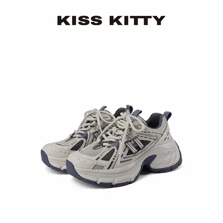 KISSKITTY厚底银色夏季老爹鞋女2025新款增高百搭鞋子透气运动鞋商品大图