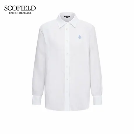 【亚麻100%】Scofield女装简约老钱风衬衫船锚刺绣2025秋季新品商品大图