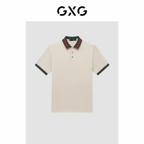 GXG男装 23年夏新品潮流撞色时尚百搭休闲精美领扣男士Polo衫短袖图片