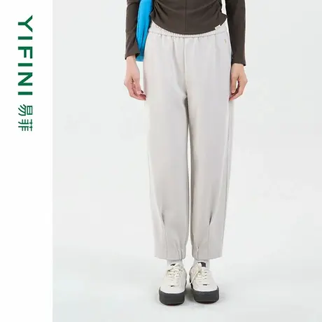 [专柜同款]Yifini/易菲松紧腰慢跑九分裤收褶束脚裤2025秋季新款图片
