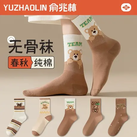 袜子女中筒袜春秋季纯棉无骨月子袜可爱秋冬ins潮网红款长筒长袜商品大图