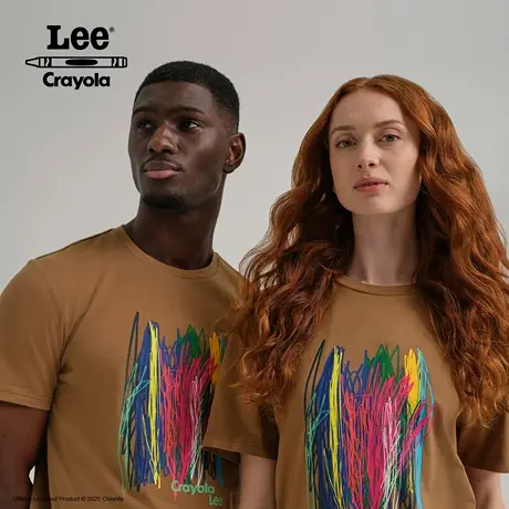 Lee× Crayola联名商场同款25秋冬新舒适版棕色男女同款短袖T恤图片