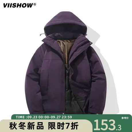 VIISHOW保暖工装棉服2023冬季新款潮流男生宽松户外登山连帽外套商品大图