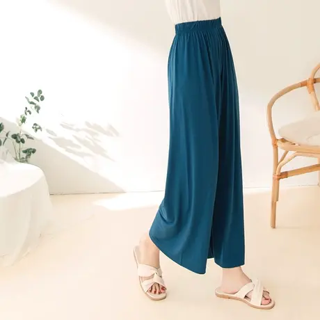 桔熊春秋季松紧腰垂坠感凉爽弹力宽松阔腿长裤裙子女装大码BA3860图片