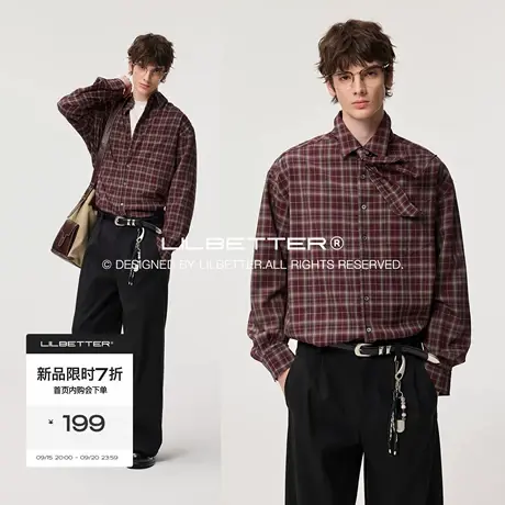 Lilbetter老钱风复古格纹长袖衬衫2025秋简约休闲通勤透气寸衫男商品大图