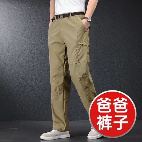 软壳冲锋裤男秋冬款中年大码爸爸裤子冬季厚款宽松直筒速干工装裤商品大图