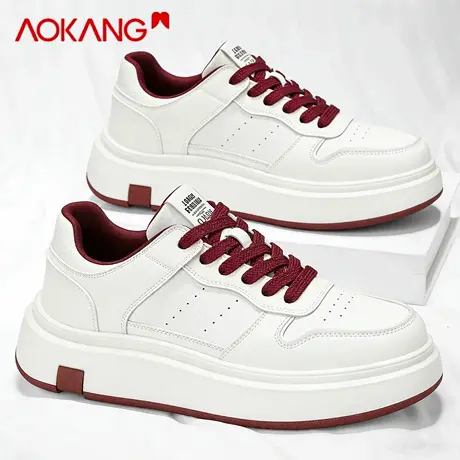 奥康男鞋2026新款冬季休闲百搭小白鞋青少年男款厚底增高运动板鞋图片