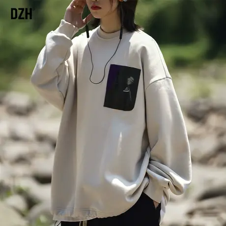 情侣山系卫衣男宽松圆领oversize情侣装秋季2023新款潮牌男装外套商品大图