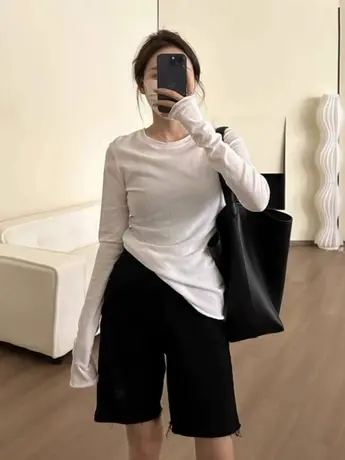 春秋装仿棉长袖t恤女冬季欧货欧洲站潮牌加绒洋气内搭打底衫上衣商品大图