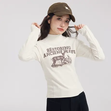 尔给加厚半高领打底衫女秋冬2023新款外穿显瘦内搭高级感小众上衣图片