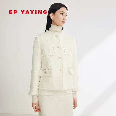 EP YAYING雅莹女装 优雅小香风水貂毛棉服外套 秋冬商场同款M109A图片