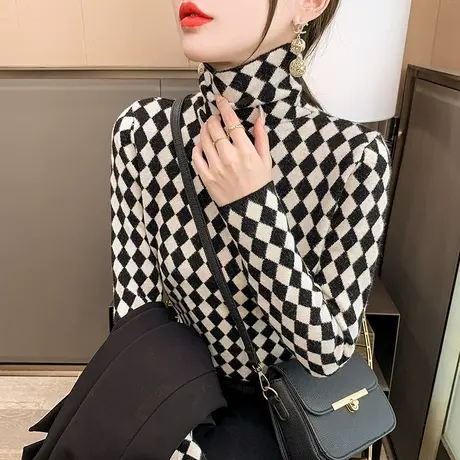 2023春秋新款女士针织衫打底衫内搭上衣韩版宽松网红毛衣长袖套头商品大图