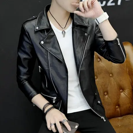 男士PU皮衣外套春秋季韩版机车衣服个性学生皮夹克潮流网红痞帅气商品大图