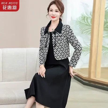 妈妈秋装套装裙两件套中年新款中老年女洋气春秋季小香风短款商品大图