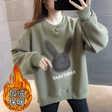 2023年秋冬爆款加绒加厚兔子卫衣女慵懒风宽松时尚洋气百搭上衣潮商品大图