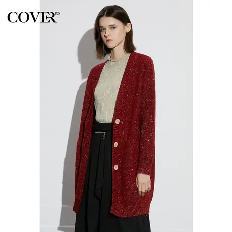 COVER春季三粒树脂扣金豆纱针织衫图片