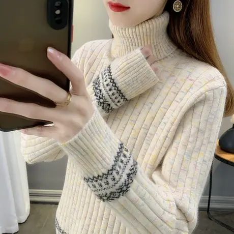 高领毛衣女宽松外穿加厚2021年新款洋气爆款打底衫女冬季内搭女士商品大图