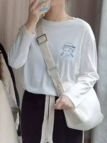 白色仿棉德绒长袖t恤女2023新款爆款秋冬季加绒内搭打底衫上衣服商品大图