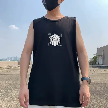 潮流运动外穿篮球背心纯棉大码男装胖子加肥加大夏季无袖透气宽松商品大图