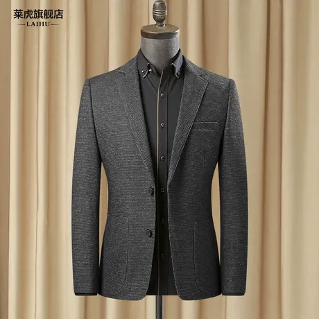 秋季休闲西装男士外套英伦风潮流修身型韩版单件呢子小西服男上衣图片