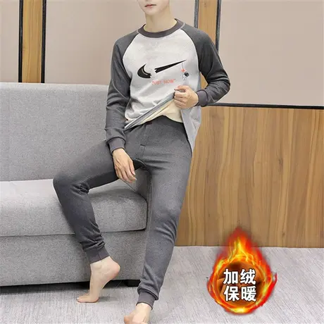 加绒加厚保暖内衣套装男冬季秋衣秋裤打底衫长袖卫衣长裤冬装一套图片