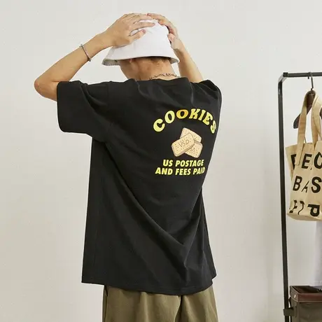 唐狮夏季男短袖T恤饼干印花透气舒适衣服青少年纯棉简约半袖上衣图片