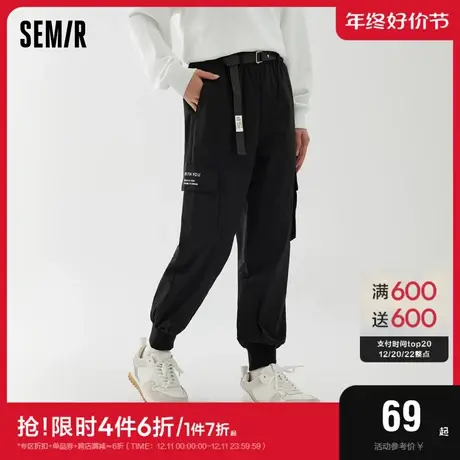 森马休闲裤女刺绣工装裤帅气春季字母宽松慢跑裤简约时尚潮酷炸街商品大图