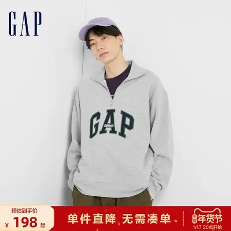 【断码优惠】Gap男女装秋季新款LOGO碳素软磨抓绒保暖卫衣804509商品大图