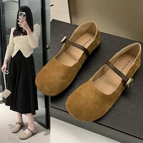 复古玛丽珍鞋女鞋2024春季新款日系百搭勃肯鞋平底单鞋女款晚晚鞋商品大图