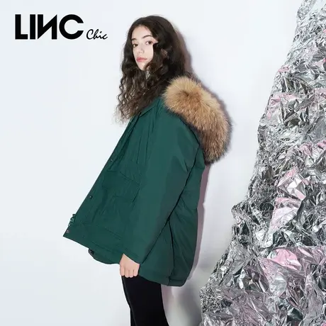 LINC金羽杰羽绒服冬季中长款鹅绒服防风派克服羽绒服反季女980106商品大图