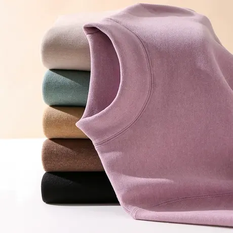 半高领保暖内衣女士加绒加厚妈妈内穿秋衣秋裤套装中老年防寒冬季商品大图