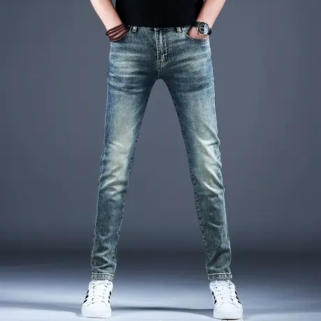 美式高街潮牌弹力牛仔裤男款修身小脚2024新款休闲高端百搭裤子男图片