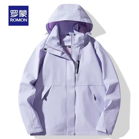 【男女同款】罗蒙时尚户外冲锋夹克衣服2024春季新款登山服外套女商品大图