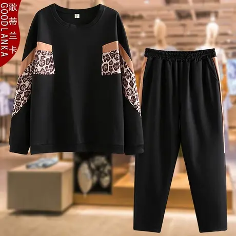 大码中老年运动套装女春秋新款宽松卫衣中年胖妈妈秋装休闲两件套图片