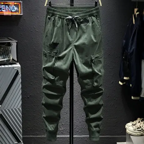 香港潮牌余文乐长裤子机能工装裤束脚休闲男宽松哈伦裤多袋春秋款图片