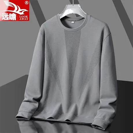 秋季圆领卫衣男士2023新款宽松纯色休闲运动套头长袖T恤春秋上衣商品大图