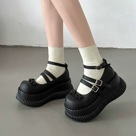 朋克风浅口厚底鞋亚文化松糕底增高女鞋秋季大头鞋辣妹单鞋女夏款图片