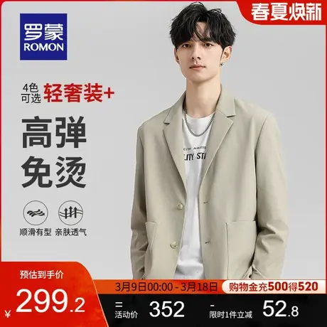 【冰丝高弹】罗蒙男士单西外套春夏薄款商务休闲免烫宽松工装西服商品大图