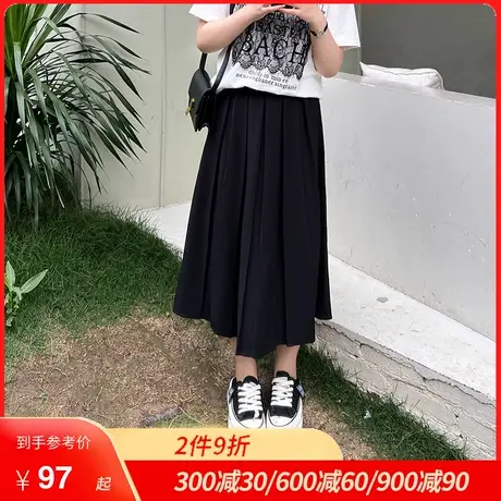 大码女装胖mm显瘦压皱西装A字中长裙半身裙气质休闲2023夏季新款商品大图