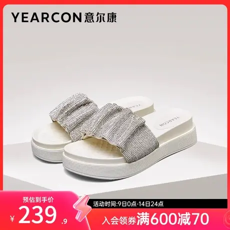 意尔康女鞋夏季时尚外穿休闲平底一字拖法式凉拖鞋沙滩鞋海边凉鞋图片