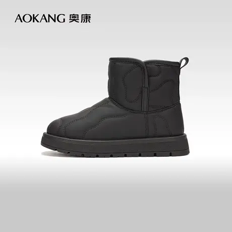 【门店发货】奥康女鞋 冬季新款时尚厚底加绒保暖白色棉靴图片