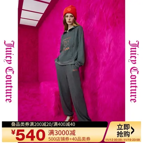 Juicy Couture橘滋秋女2023年新款飞马行空刺绣宽松收口女休闲裤商品大图