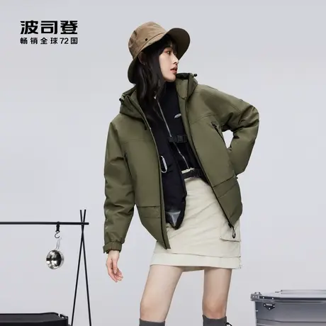波司登2023冬新款短款科技露营女生羽绒服秋冬外套夹克连帽棉服商品大图