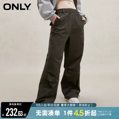 ONLY新款休闲潮酷复古美式辣妹显瘦高腰阔腿抽绳工装裤休闲裤女商品大图