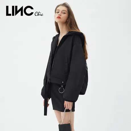 LINC金羽杰短款轻薄羽绒服女2023冬新款女款反季专柜断码连帽外套商品大图