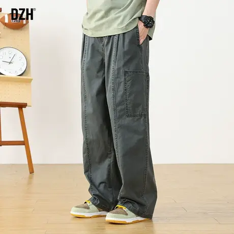 男士灰色直筒裤男春夏款宽松裤子2023新款休闲裤直筒百搭长裤阔腿图片