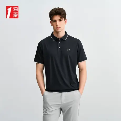 海一家撞色翻领POLO衫2025夏季新款简约大气青年男士短袖POLO衫图片