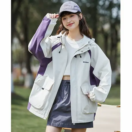唐狮工装外套女黑色山系春秋季新款户外冲锋少年上衣休闲春秋商品大图