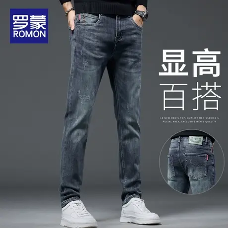 罗蒙牛仔裤男春秋款直筒休闲长裤子2025新款男士百搭修身小脚男裤商品大图